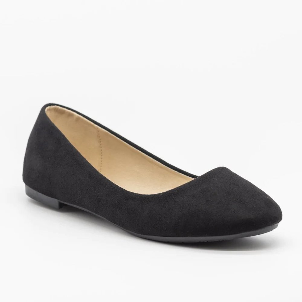 Bella Marie Kids Classic Comfy Insole Suede Ballet Flats - Black - Size 13